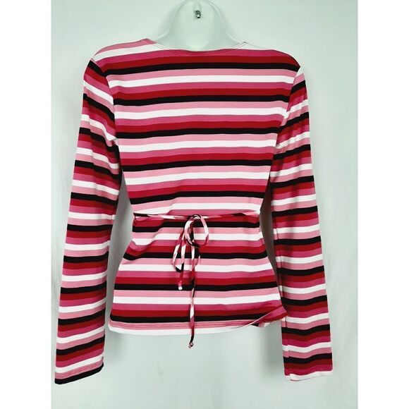 Copper Key medium pink black stripe stretch top - Picture 2 of 3